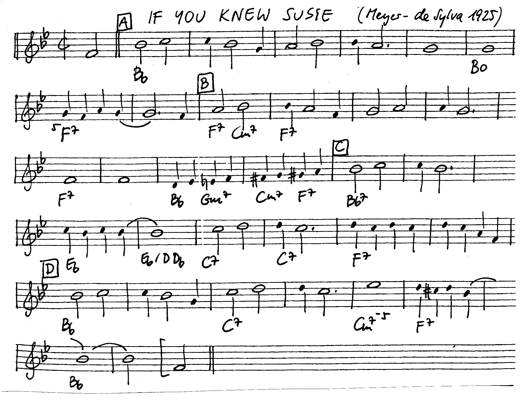 if you know susie free jazz leadsheet - Courtesy of the Jungle Jazz Band